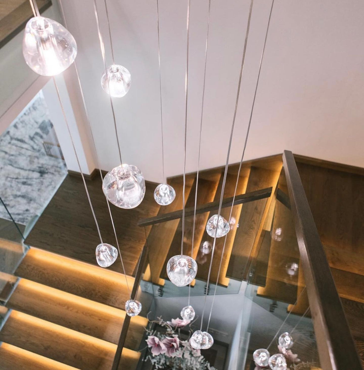 Cherry Crystal Spiral Chandelier