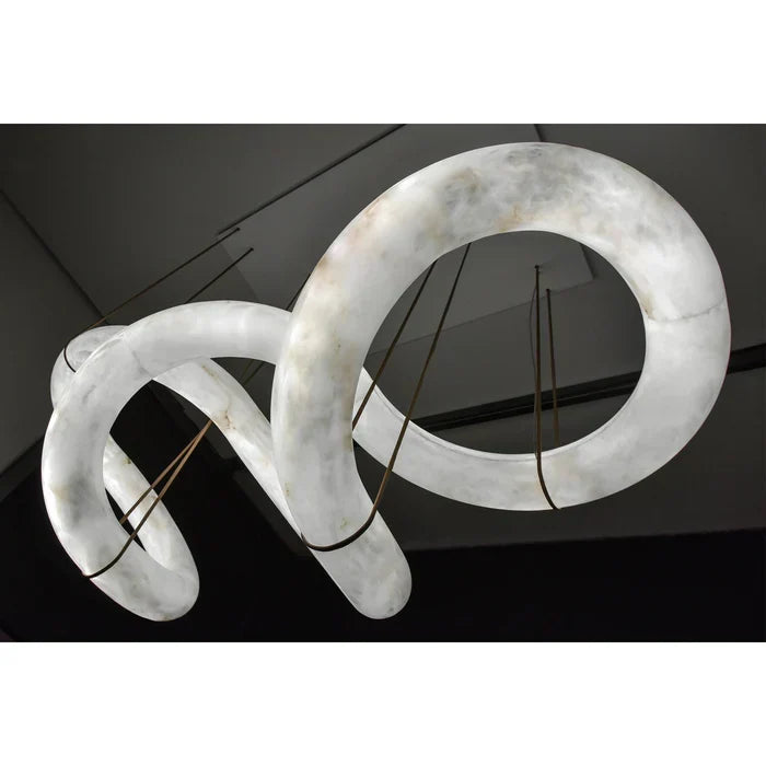 Oslo Designer Inspired Double Loop Symmetrical Alabaster Chandelier