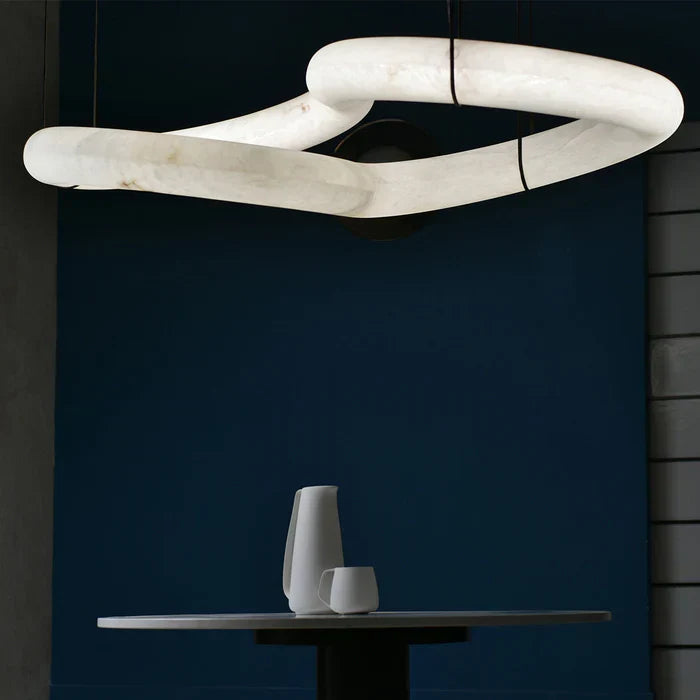 Oslo Designer Inspired Double Loop Symmetrical Alabaster Chandelier