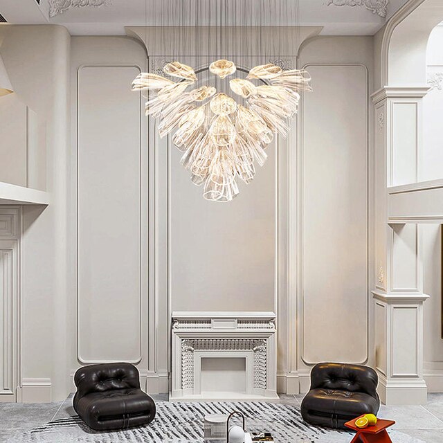 Light Luxury Glass Petal-Shaped Chandelier with Superior Finish