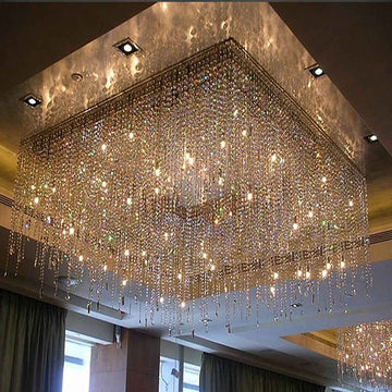 Modern Square Crystal Mounted Chandelier
