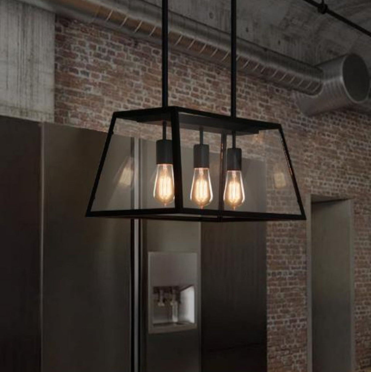Modern Black Cage Style Glass Lamp Shade Pendant Light Farmhouse 1 / 3 / 4 Lights Chandelier for Long Dining