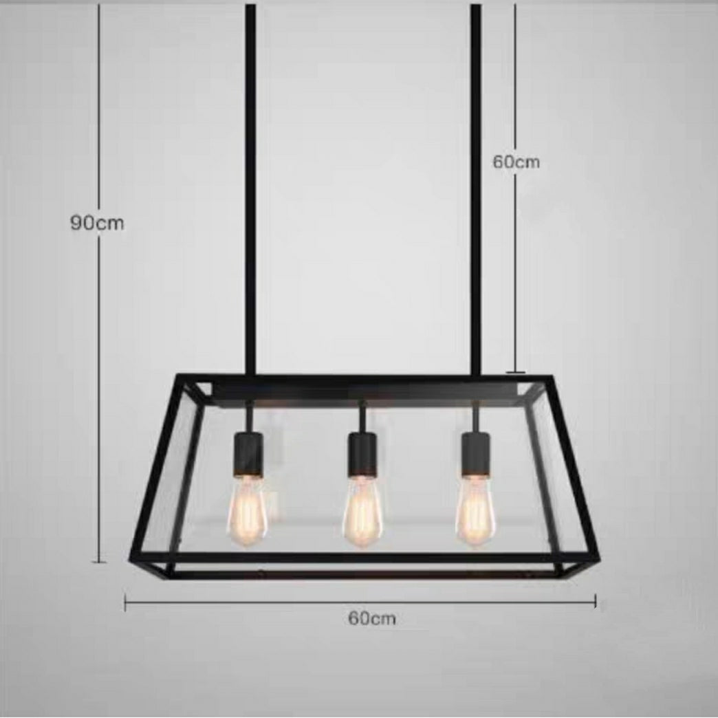 Modern Black Cage Style Glass Lamp Shade Pendant Light Farmhouse 1 / 3 / 4 Lights Chandelier for Long Dining