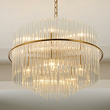 Modern European Round K9 Crystal Chandelier Ceiling Light for Living and Dining Room