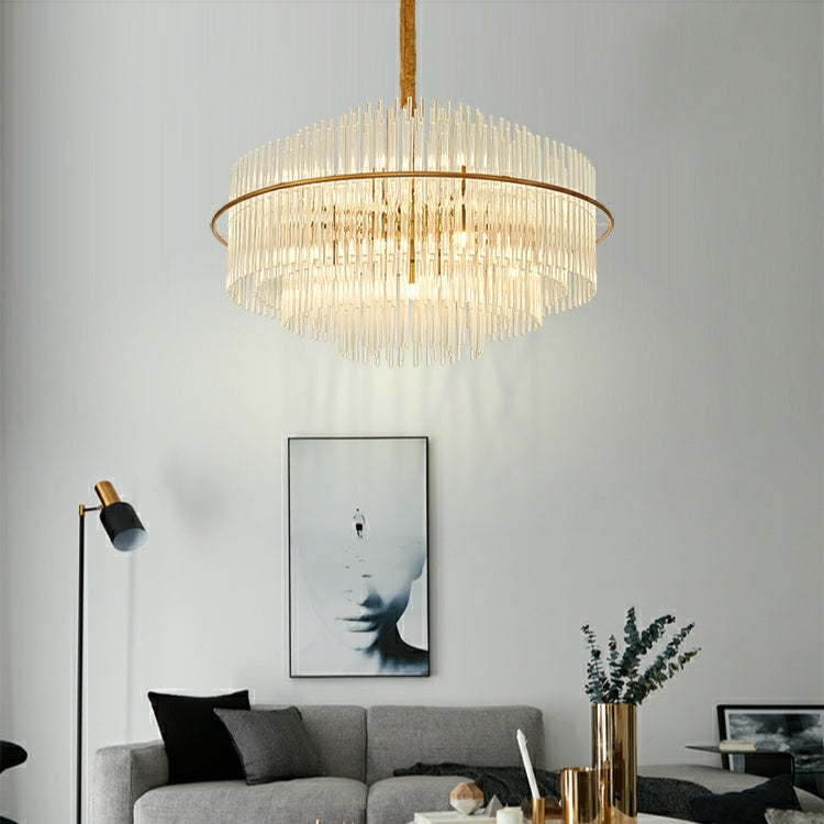 Modern European Round K9 Crystal Chandelier Ceiling Light for Living and Dining Room