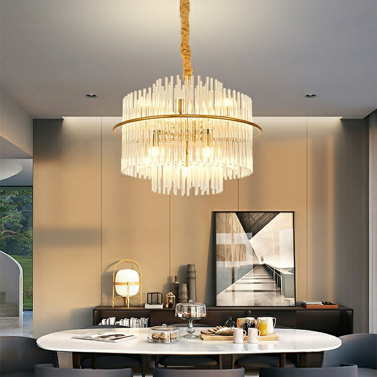 Modern European Round K9 Crystal Chandelier Ceiling Light for Living and Dining Room