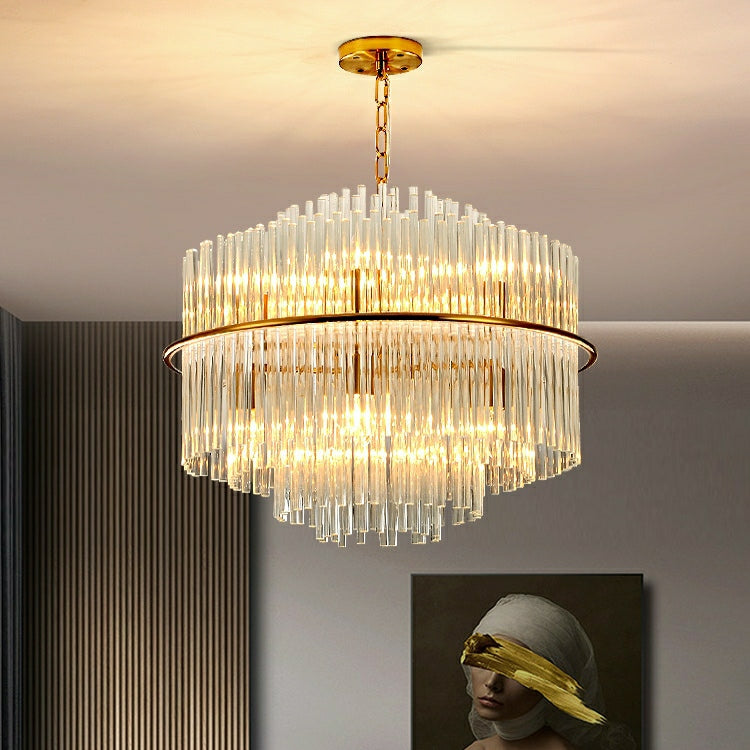 Modern European Round K9 Crystal Chandelier Ceiling Light for Living and Dining Room