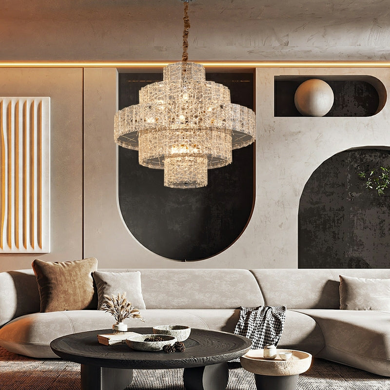 Modern Luxury Living Room Chandelier Large Round Ceiling Lighting for Foyer Entryway Decor