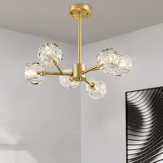 Brass Sputnik Chandelier with K9 Crystals Ceiling Light