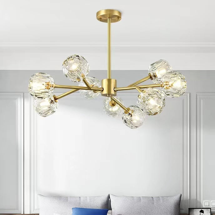 Brass Sputnik Chandelier with K9 Crystals Ceiling Light
