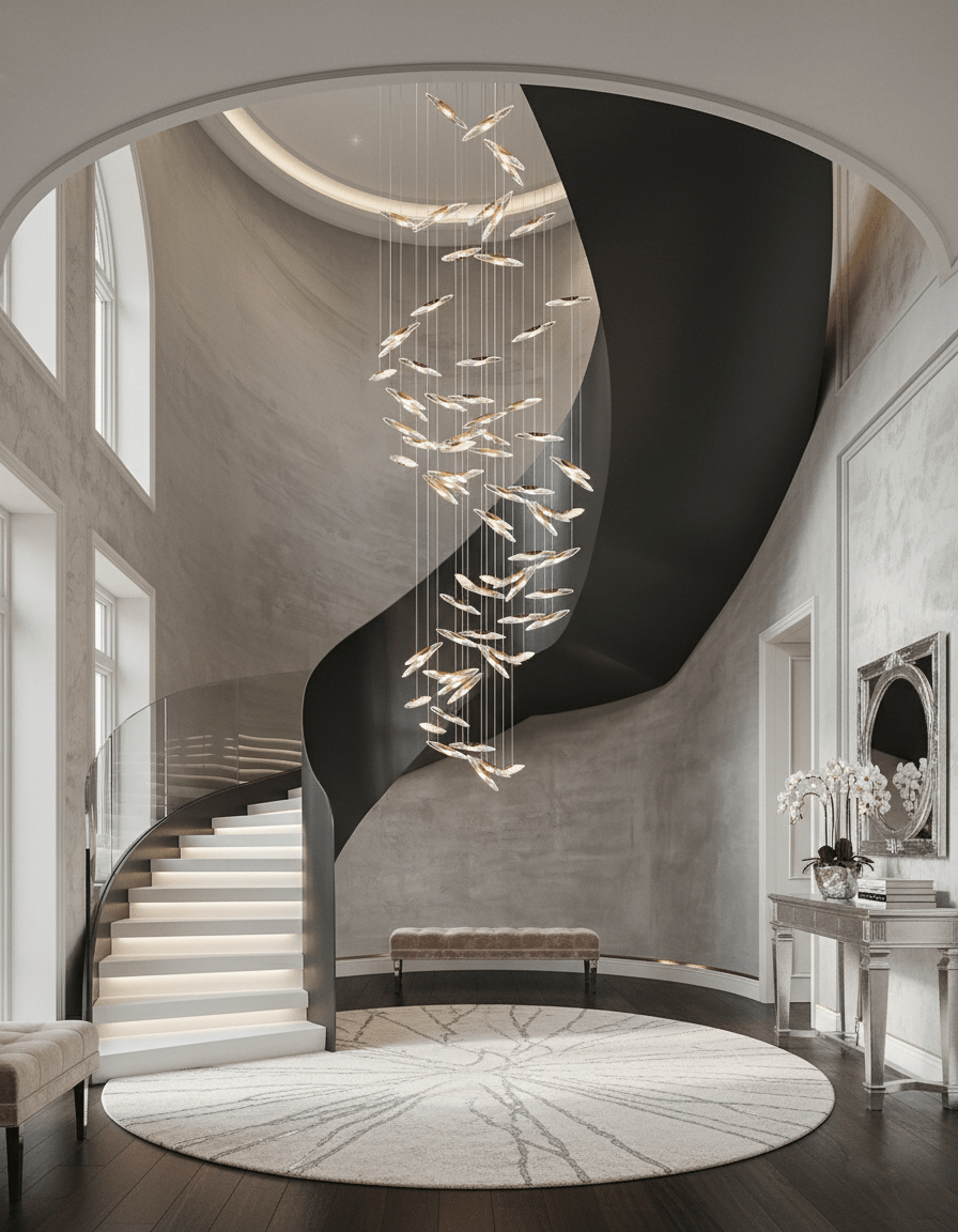 Moonlight Whispers Crystal Spiral Chandelier
