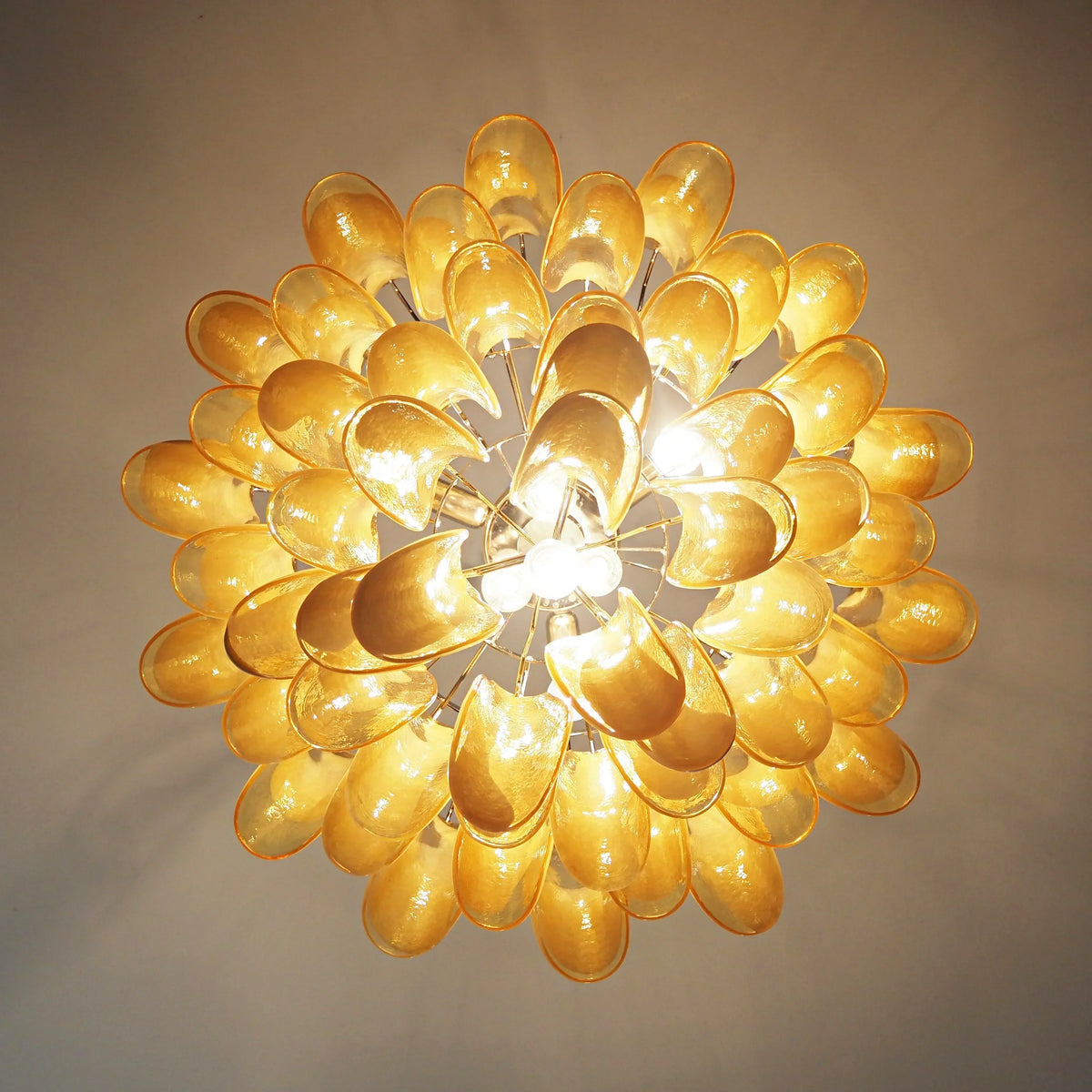 Vintage Caramels Glass Murano Petals Chandelier