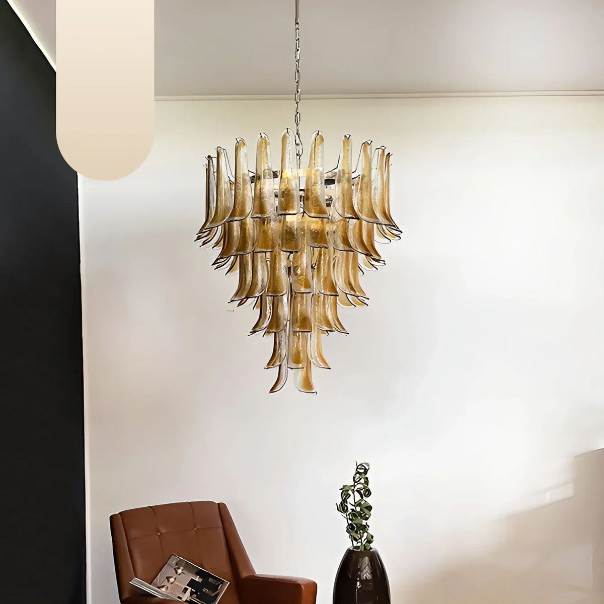 Murano Amber Glass Petals Chandelier