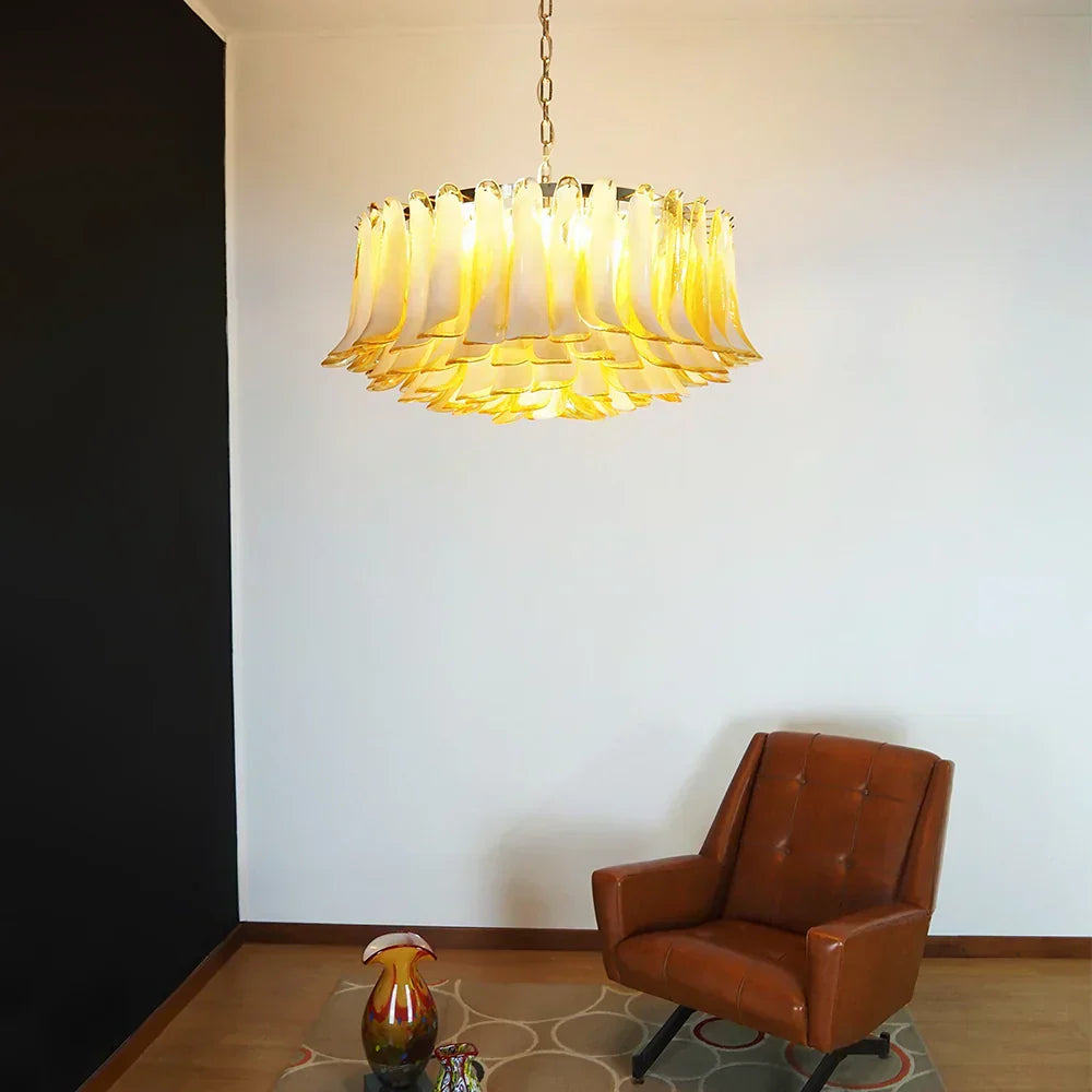 Murano Caramel Glass Petal Chandelier