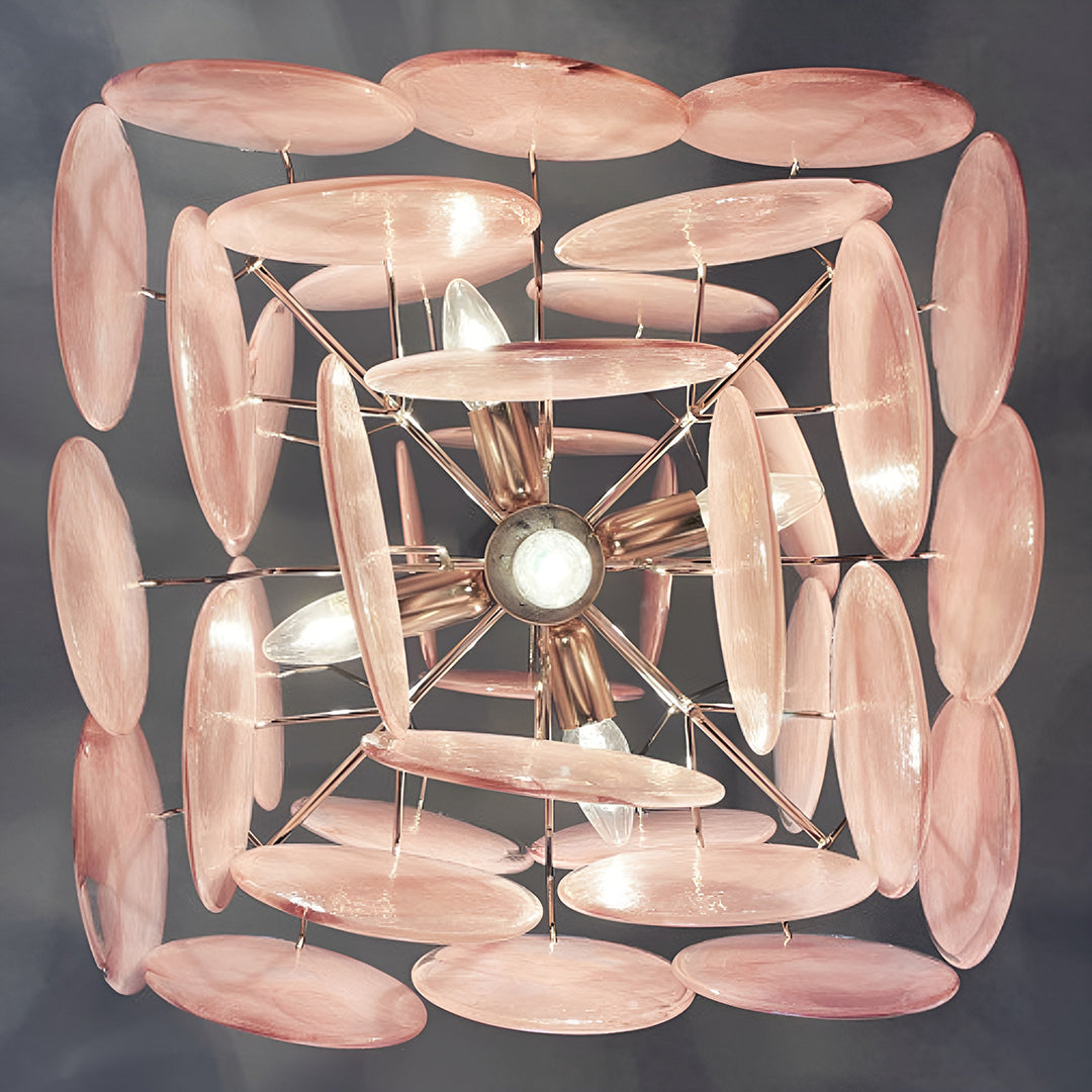 Murano Glass Pink Disks Chandelier 36