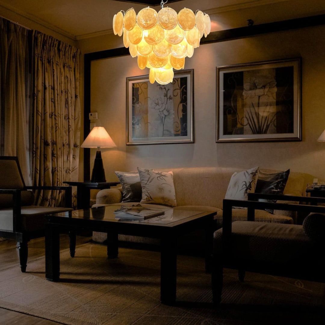 Murano Glass Gold Disks Chandelier