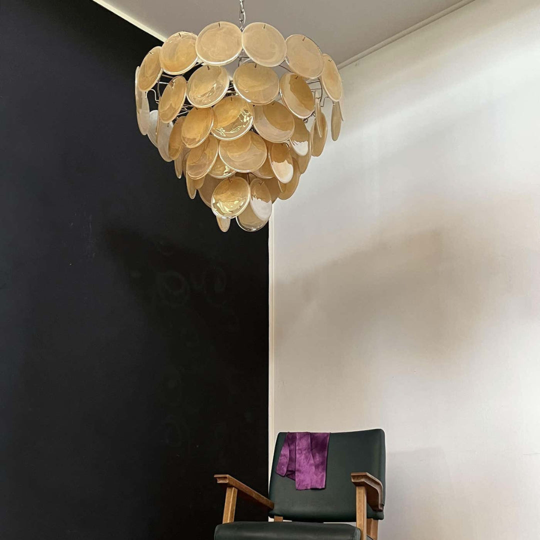 Murano Glass Gold Disks Chandelier