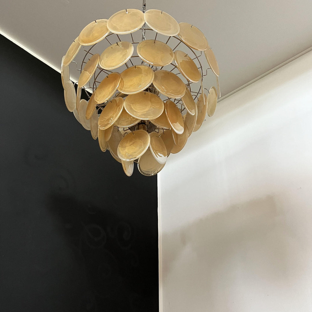 Murano Glass Gold Disks Chandelier