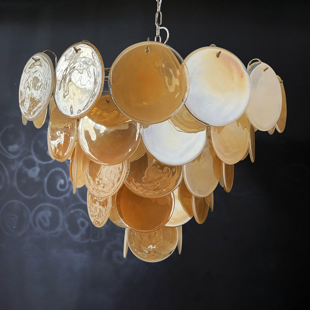 Murano Glass Gold Disks Chandelier
