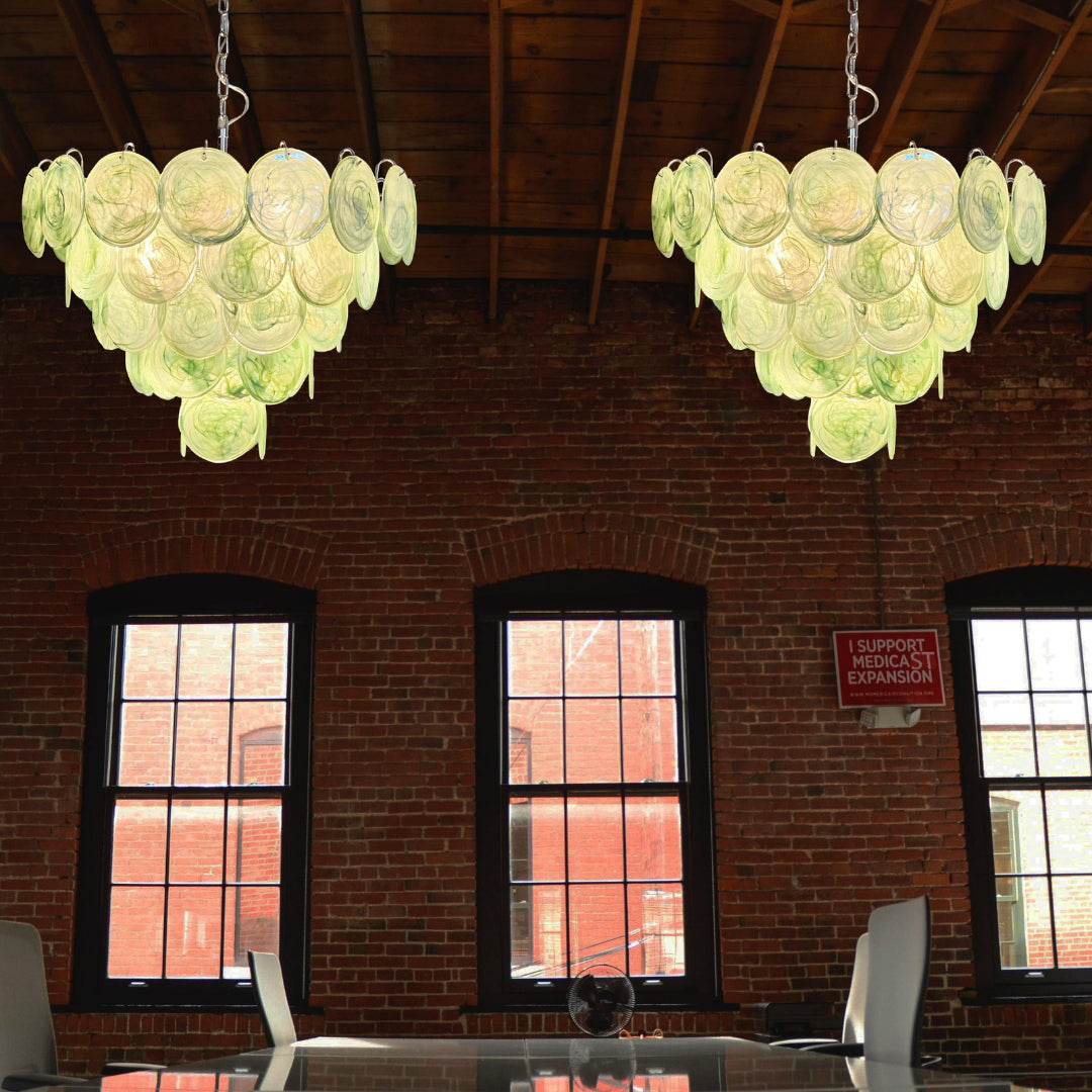 Murano Glass Green Disks Chandelier