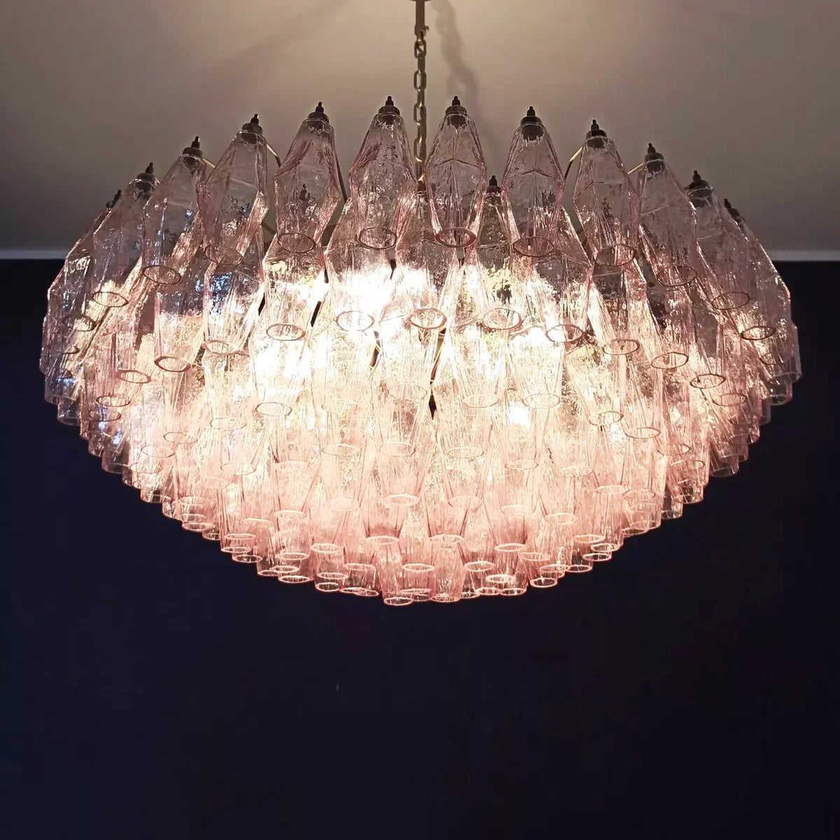 Murano Faceted Pink Glass Chandelier