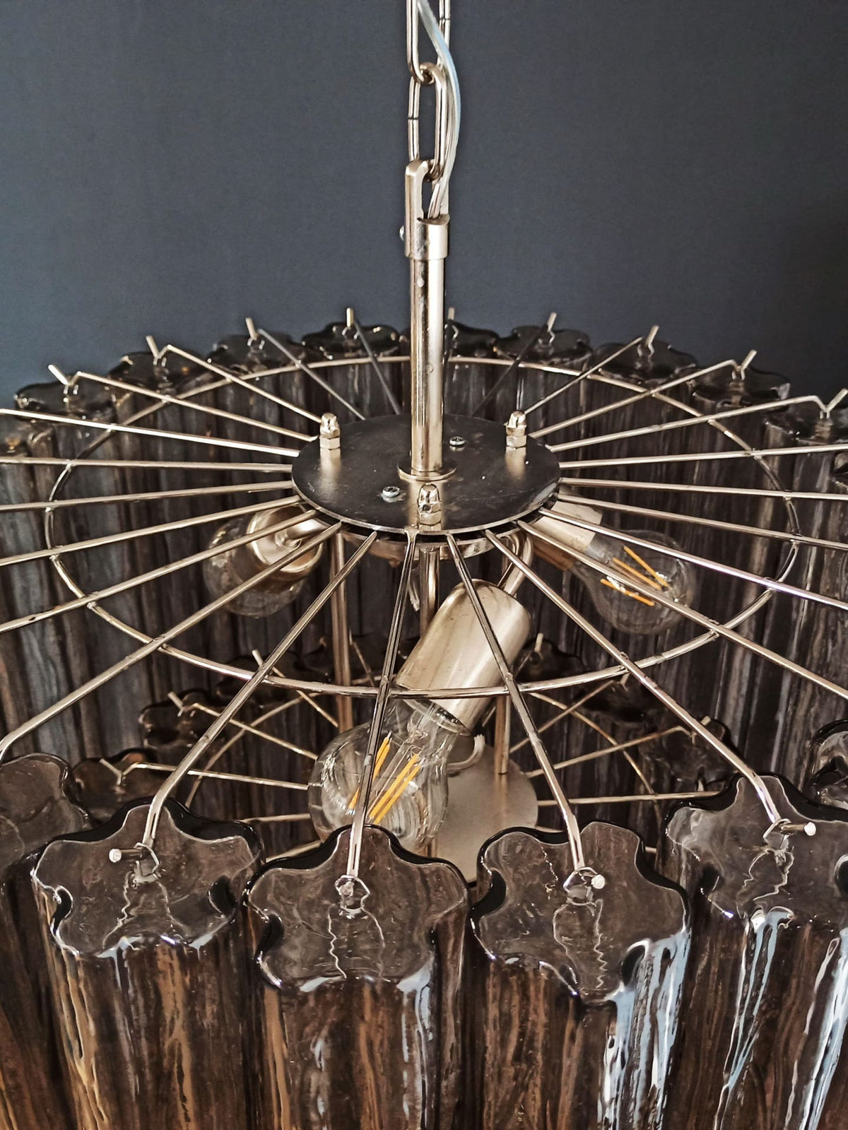 Murano Glass Chandelier – 78 Tubes – Smoked