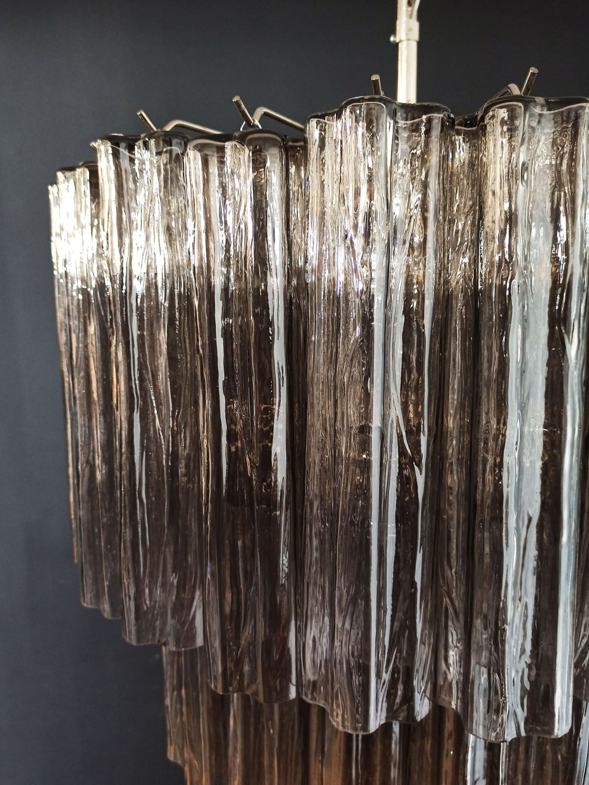 Murano Glass Chandelier – 78 Tubes – Smoked