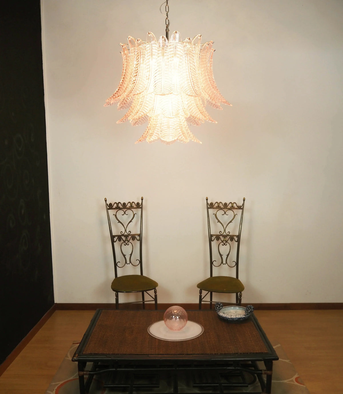 Murano Pink Ferns Glass Chandelier
