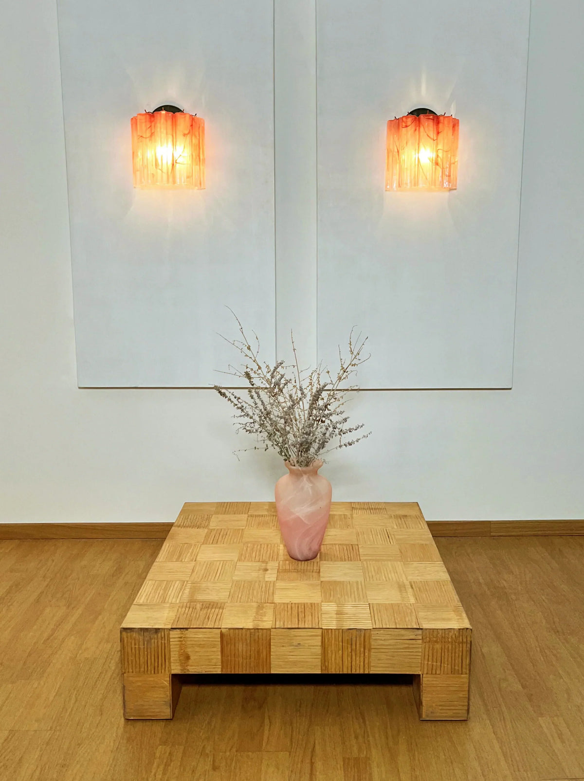 Murano Pink Glass Tube Wall Lamp