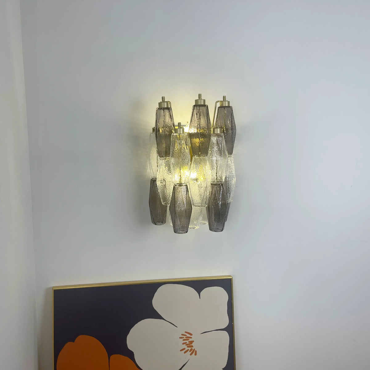 Murano Smoked Transparent Glass Wall Sconces