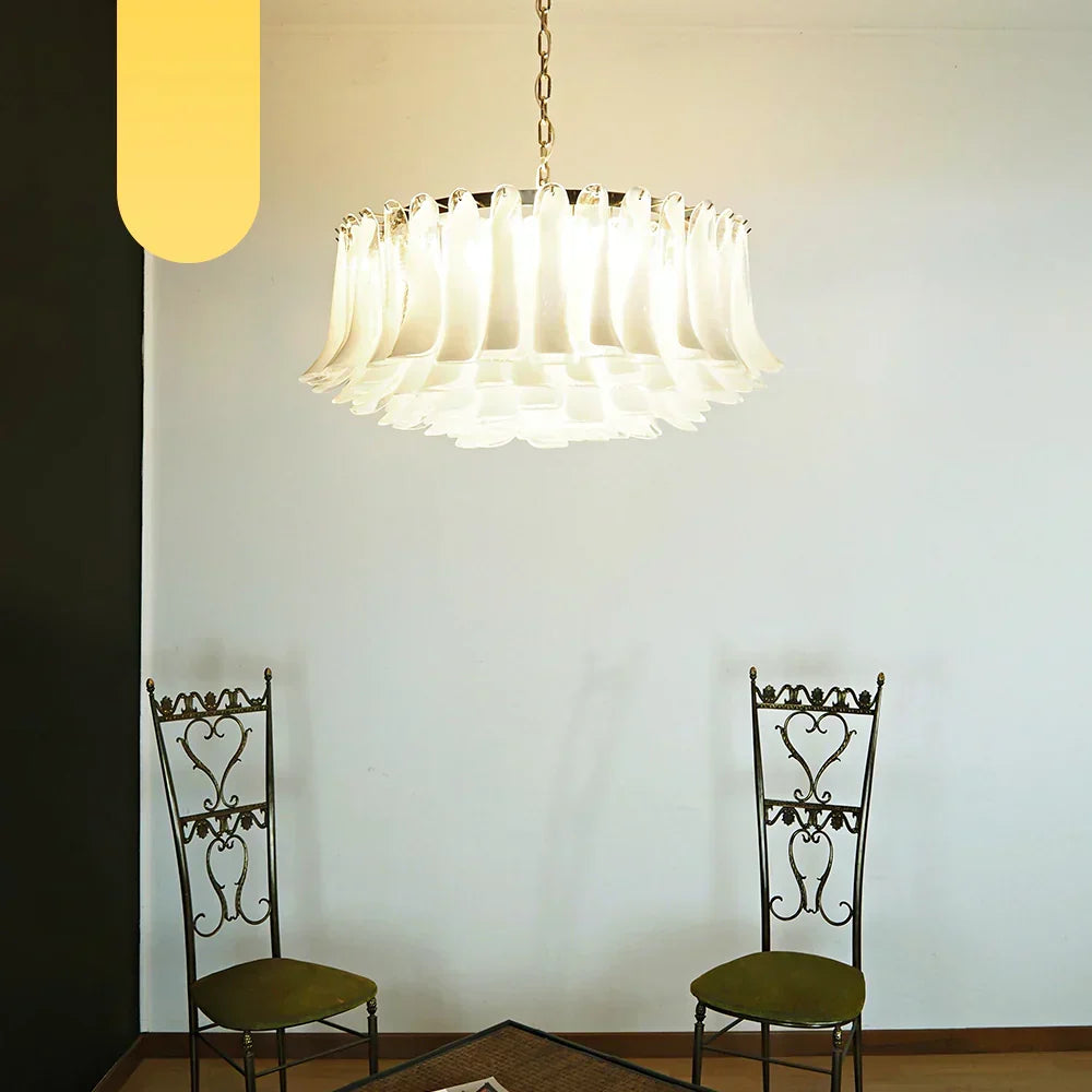 Murano Transparent Glass Petal Chandelier