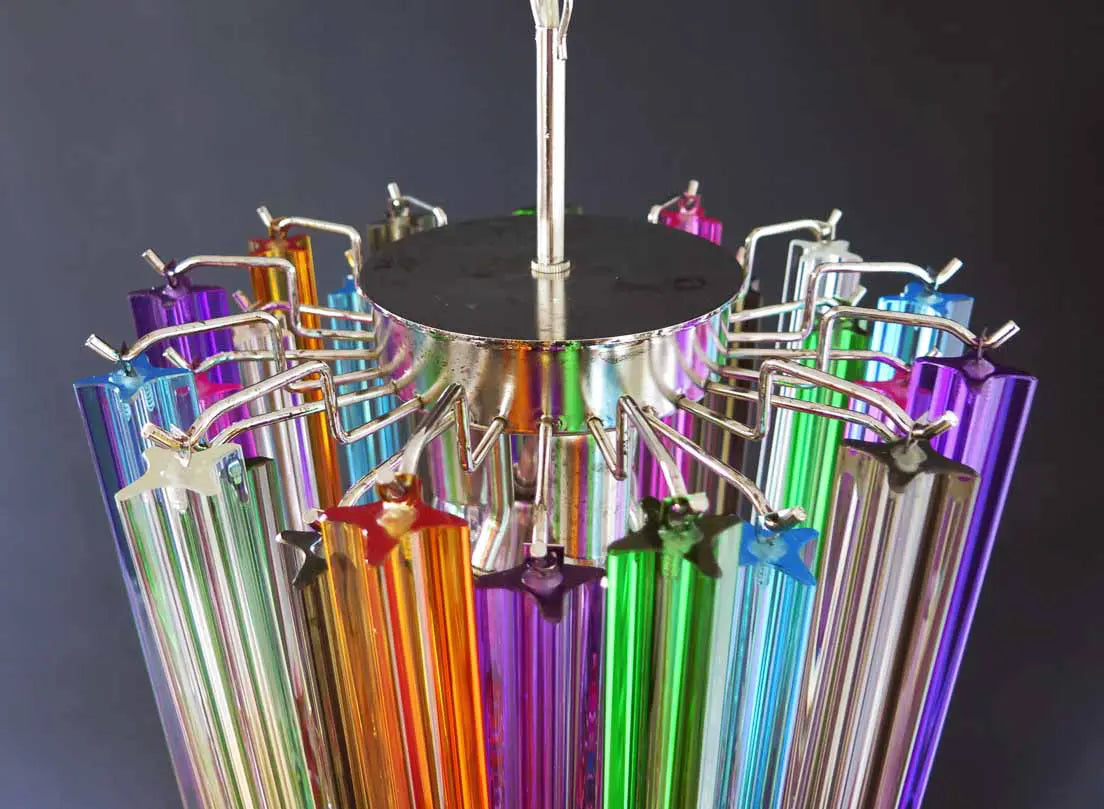 Murano Glass Chandelier – Quadriedri – 46 Prisms – Multi