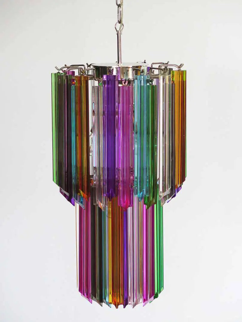 Murano Glass Chandelier – Quadriedri – 46 Prisms – Multi