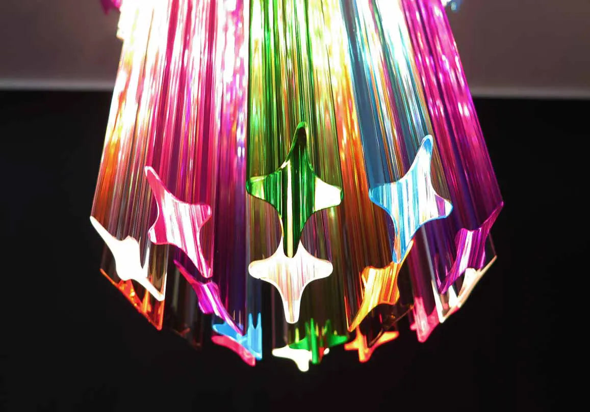 Murano Glass Chandelier – Quadriedri – 46 Prisms – Multi