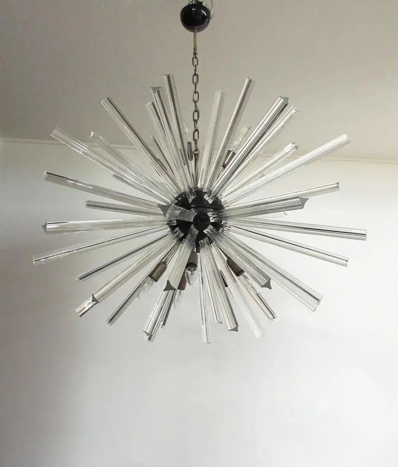 Murano Glass Chandelier – Sputnik – 50 Prisms – Transparent