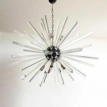 Murano Glass Chandelier – Sputnik – 50 Prisms – Transparent