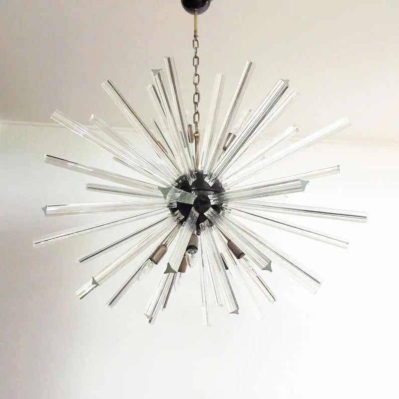 Murano Glass Chandelier – Sputnik – 50 Prisms – Transparent