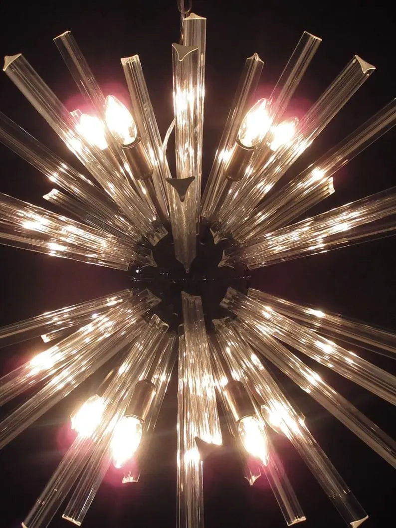 Murano Glass Chandelier – Sputnik – 50 Prisms – Transparent