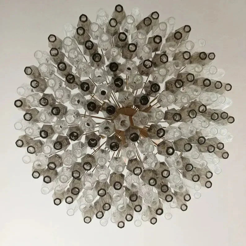 Murano Chandelier – Poliedri – 185 Glass – Smoked / transparent