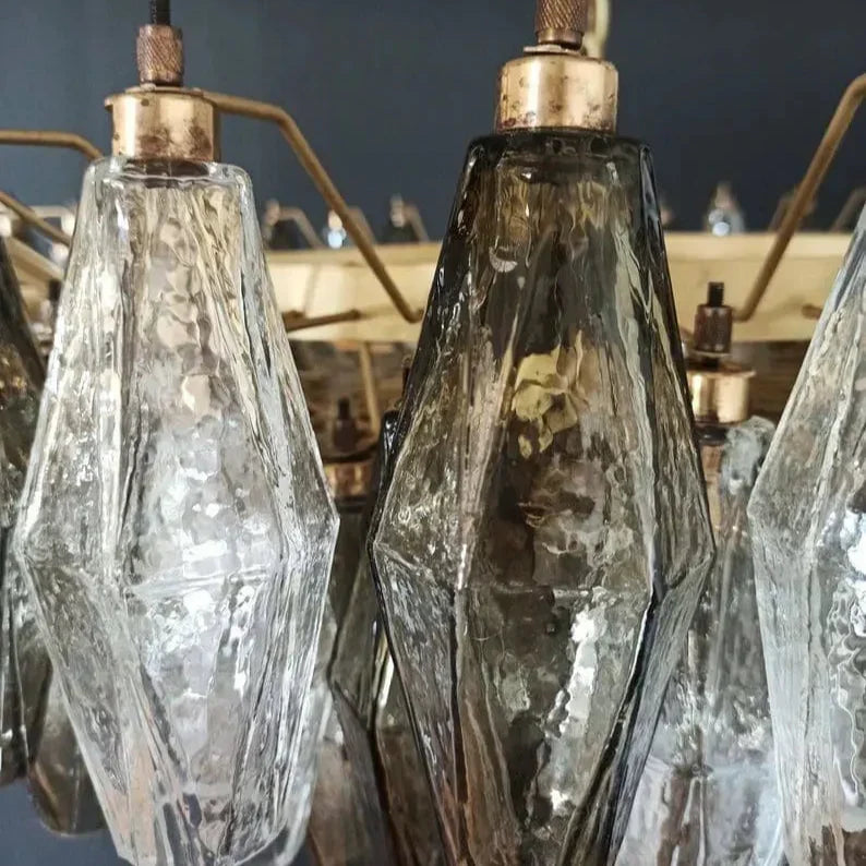 Murano Chandelier – Poliedri – 185 Glass – Smoked / transparent