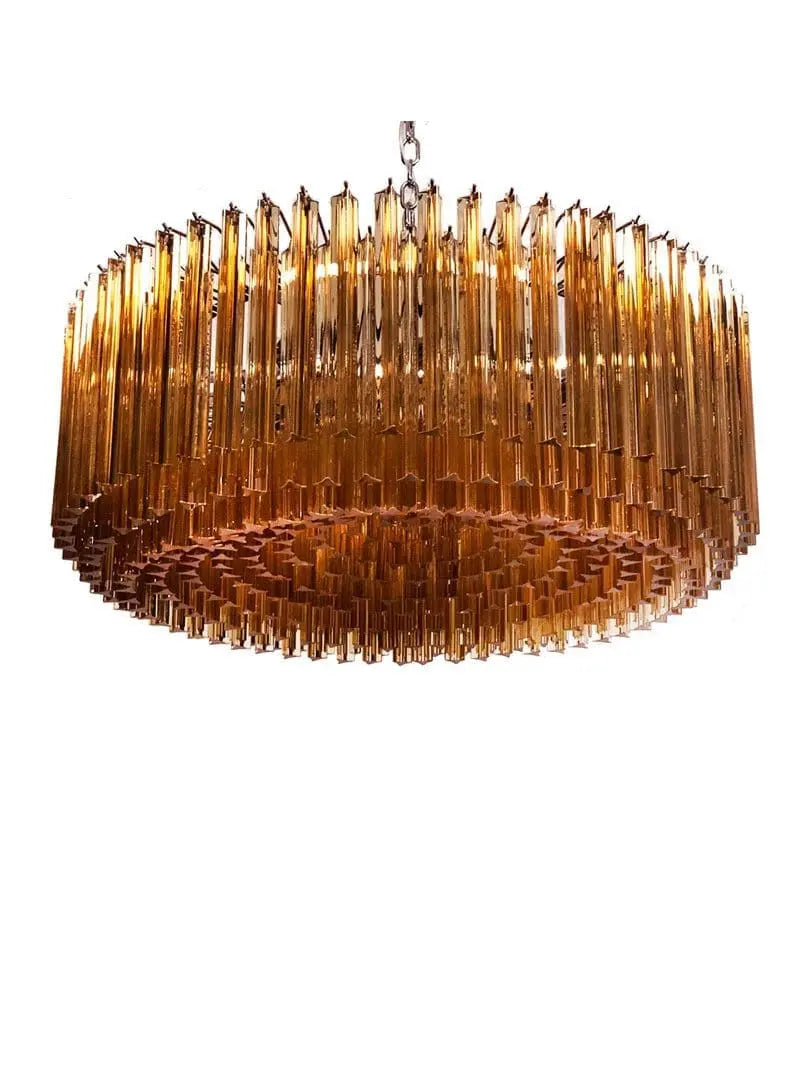 Murano Glass Chandelier – Triedri – 391 Prisms – Amber