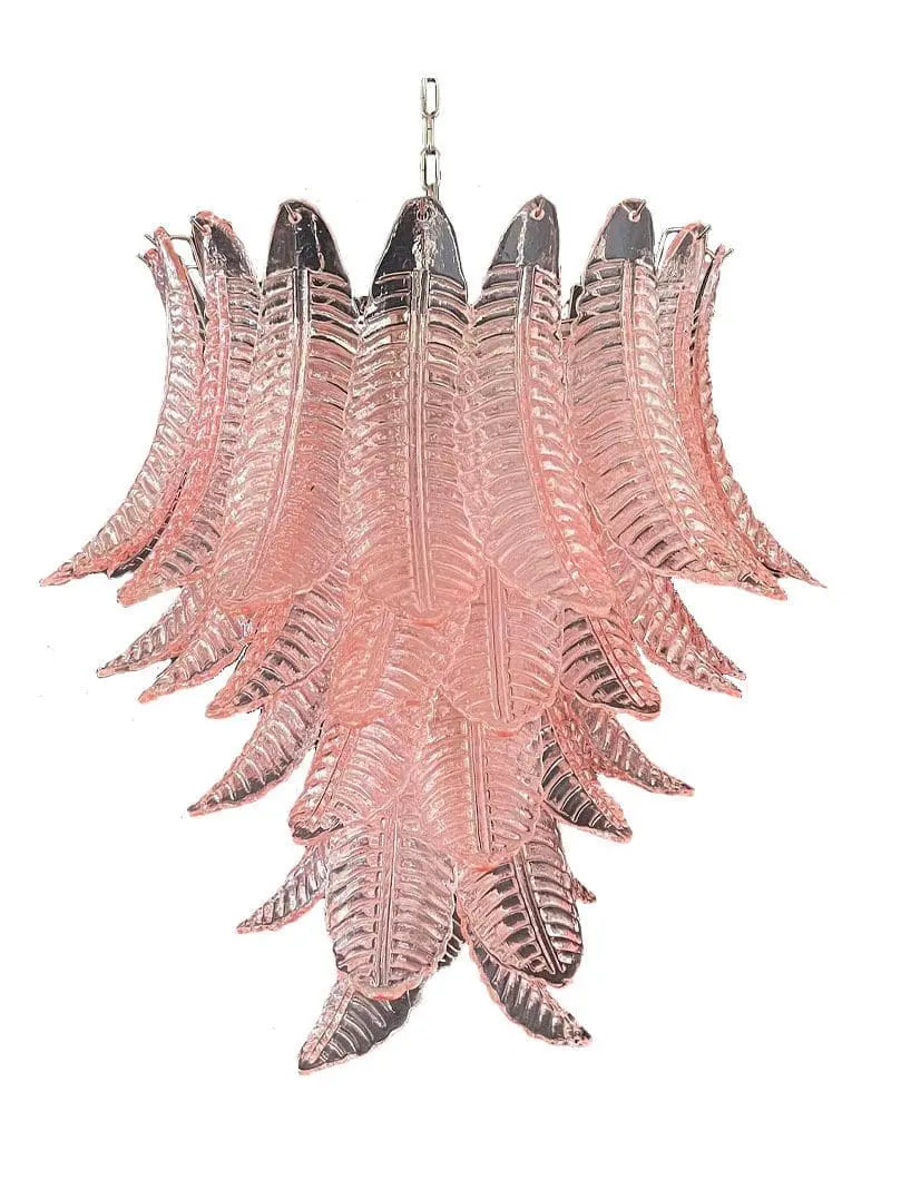 Murano Chandelier – 52 Glass Leaves – Pink