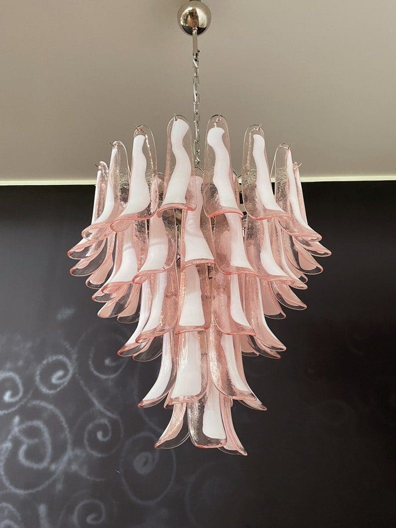 Murano Glass Chandelier – 52 Petals – Pink