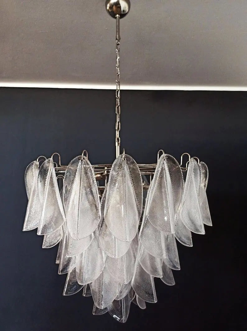 Murano Chandelier – Rondini – 57 Glass Leaves – Transparent