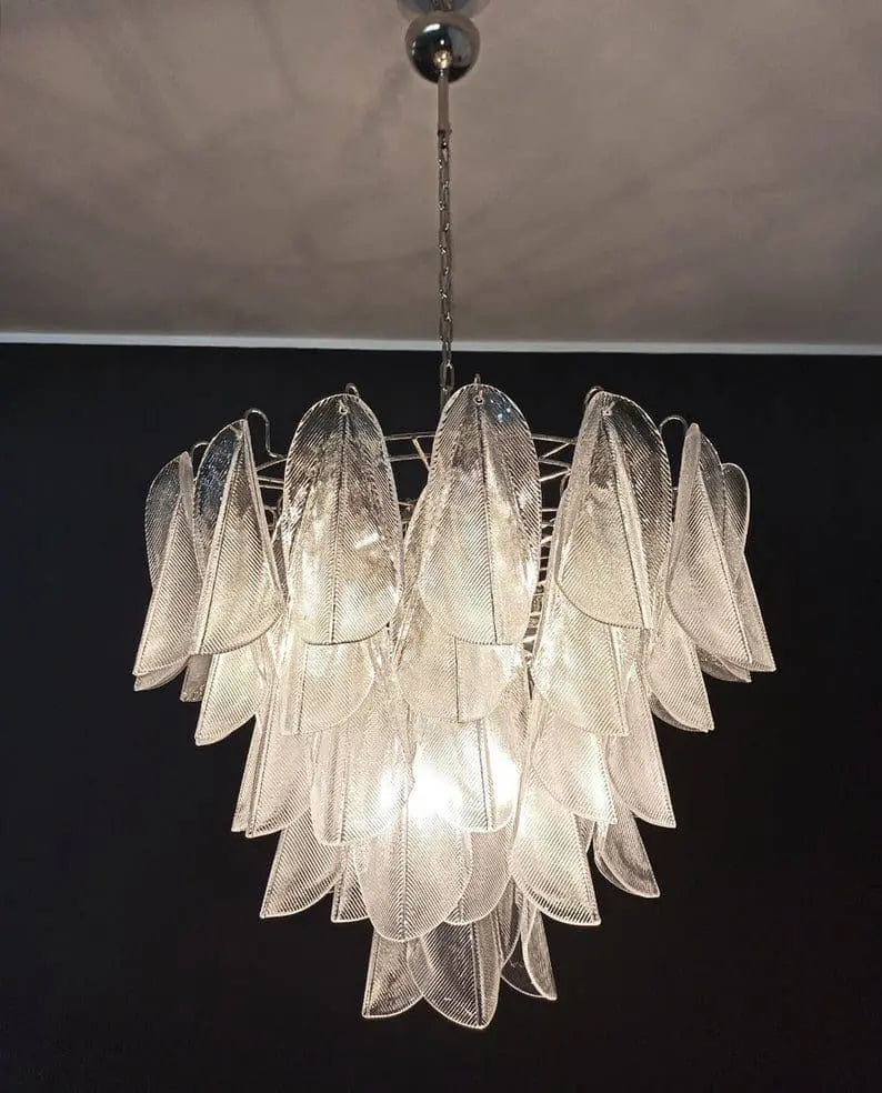 Murano Chandelier – Rondini – 57 Glass Leaves – Transparent