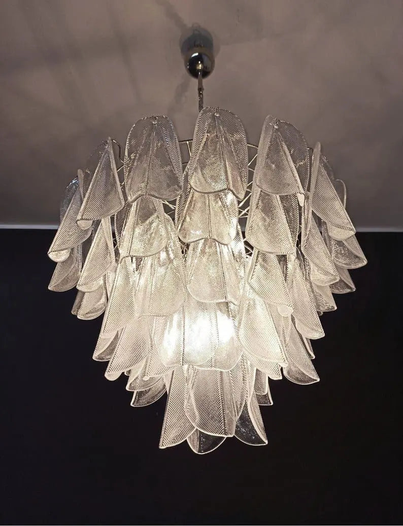 Murano Chandelier – Rondini – 57 Glass Leaves – Transparent