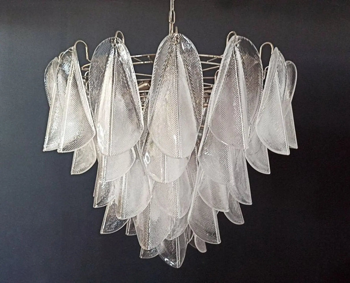 Murano Chandelier – Rondini – 57 Glass Leaves – Transparent