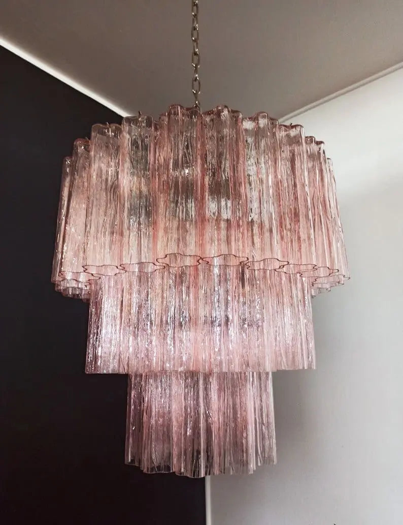 Murano Glass Chandelier – 52 Tubes – Pink