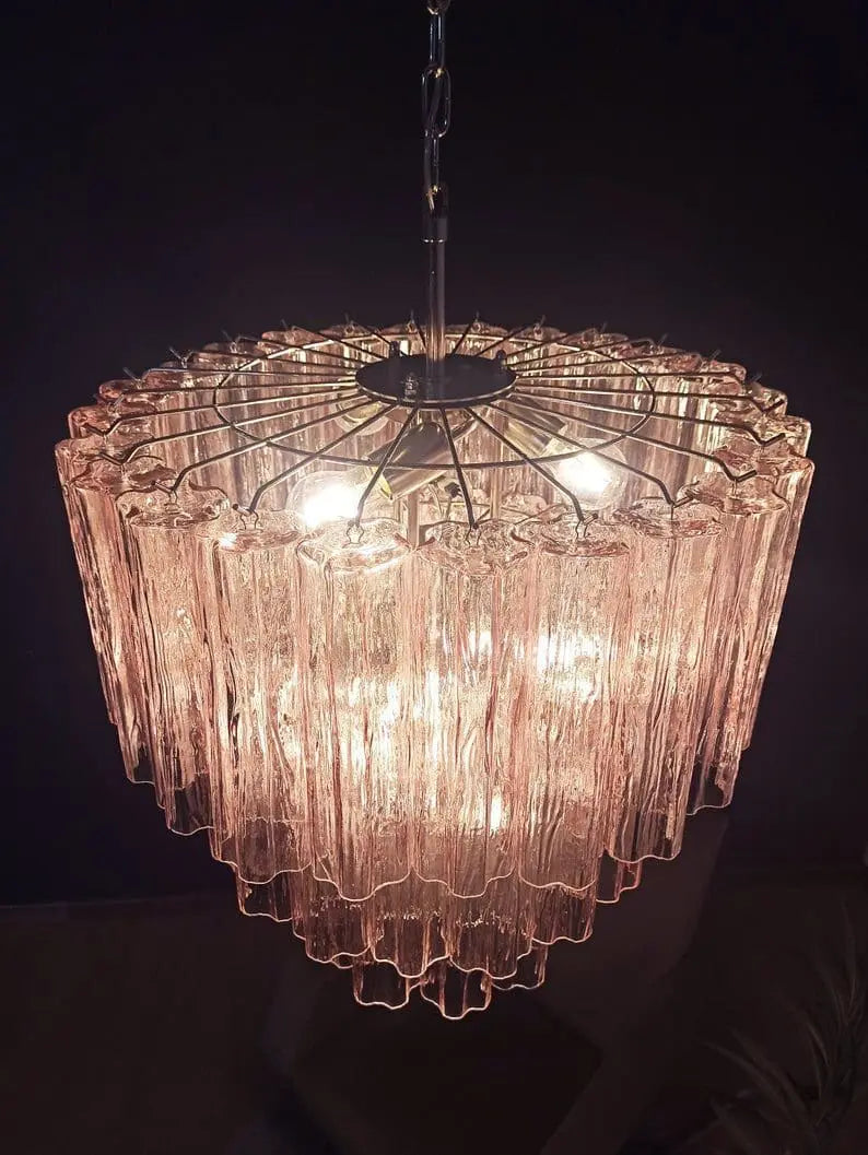 Murano Glass Chandelier – 52 Tubes – Pink