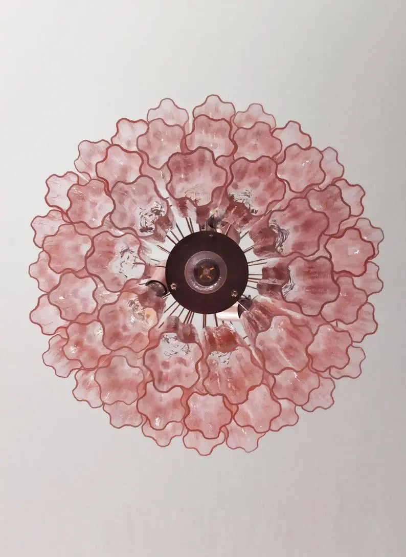 Murano Glass Chandelier – 52 Tubes – Pink